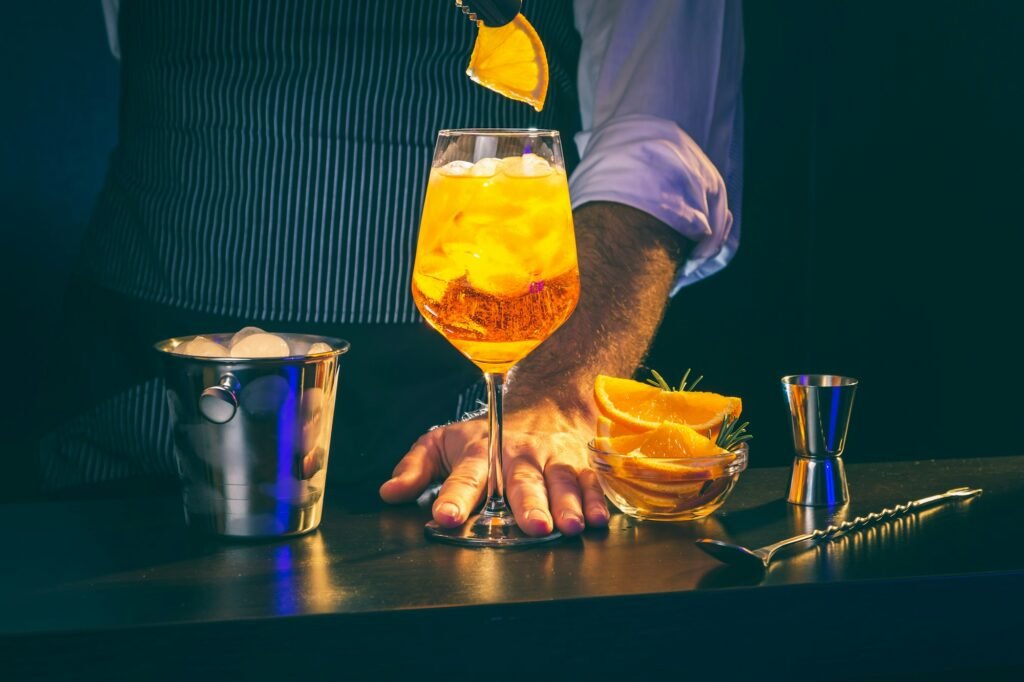 Mixologist preparing cocktails at an event in Dubai, UAE