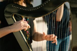 Harpist | Harp player performing at an event in Dubai, UAE